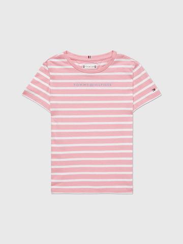 Lány Tommy Hilfiger Stripe Póló Rózsaszín | HU 1948UZG